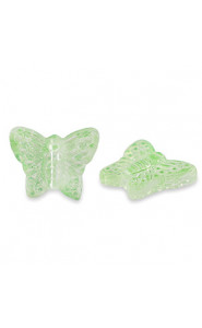 Glass bead 16mm Butterfly - Light green